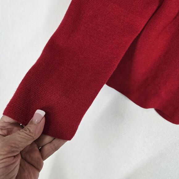 Chico's Convertible Cardigan Sz 2-L Red 100% Cotton Long Sleeve Snap Closure - Picture 6 of 14